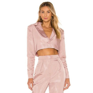 NBD Harmony Mauve Pink Cropped Ripstop Blazer Large New Womens Jacket